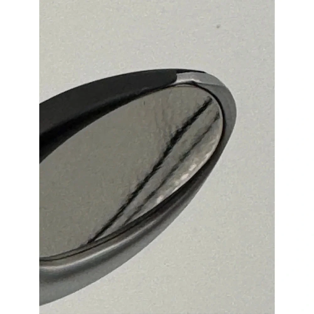 Modern Two Tone Teardrop‎ Keychain Black Silver Tone Metal Minimalist Fob Mirror